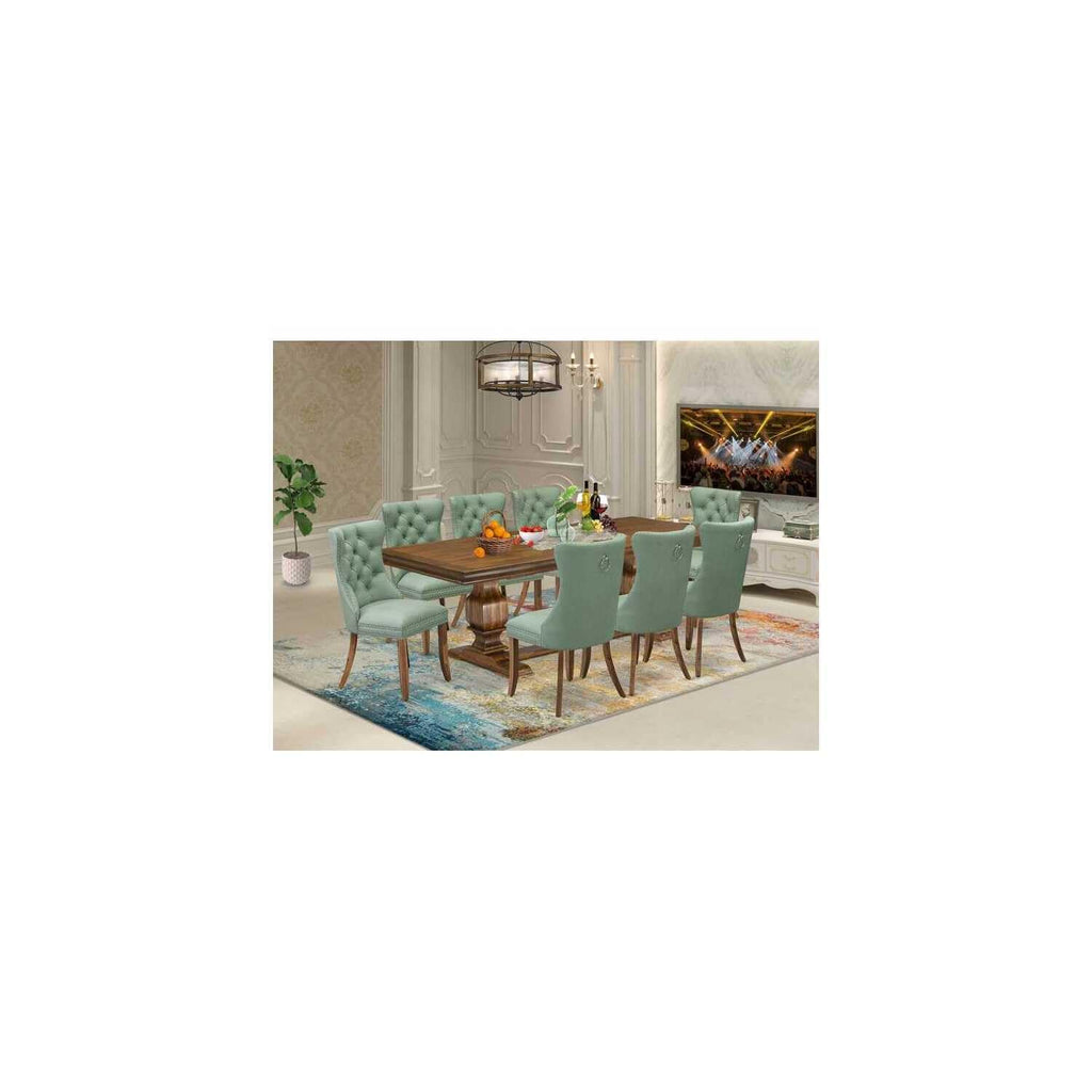9 Piece Dining Room Set with Green Chairs I142