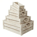 Set of 3 White Wooden Nesting Storage Crates Q148735