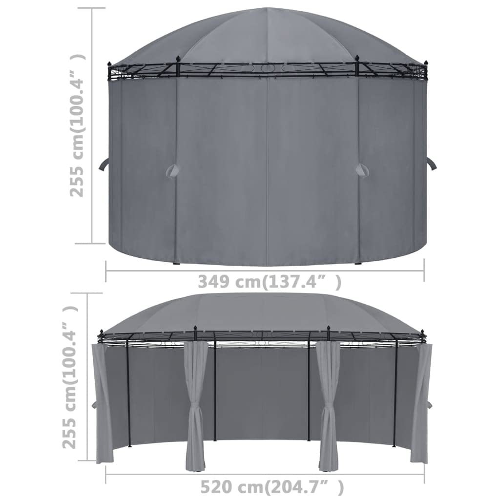 Gazebo with Curtains, Party Tent, Canopy Tent, 204.7"x137.4"x100.4" Anthracite S6570