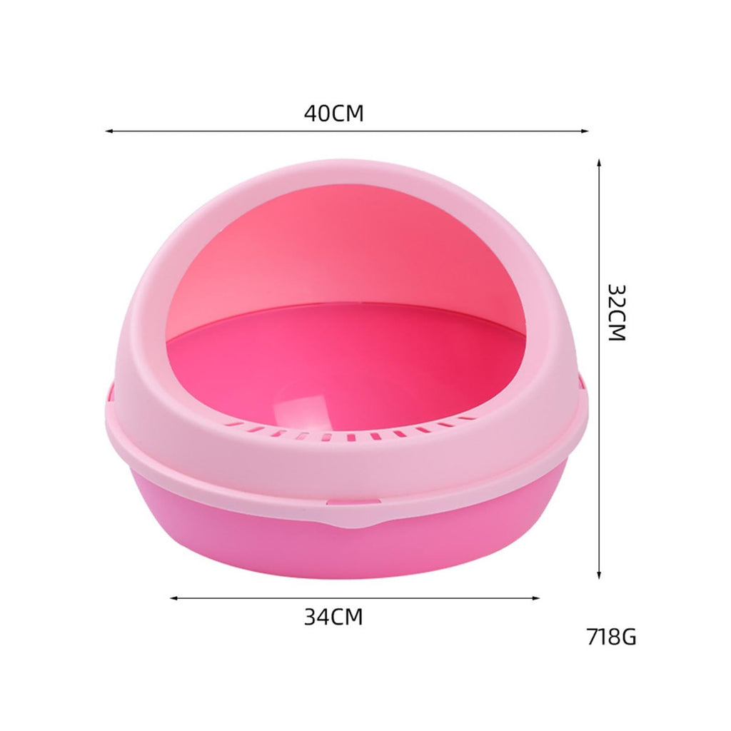 Semi Enclosed Cat Litter Tray Pink Z875