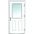 Primed Left Hand Outswing 1/2 Lite 2-Panel Clear Glass Steel Prehung Door 32"x80" Y6599