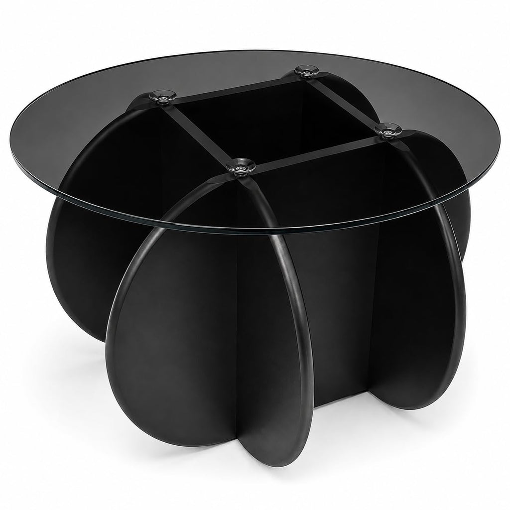 Black Round Glass Top Coffee Table S4473