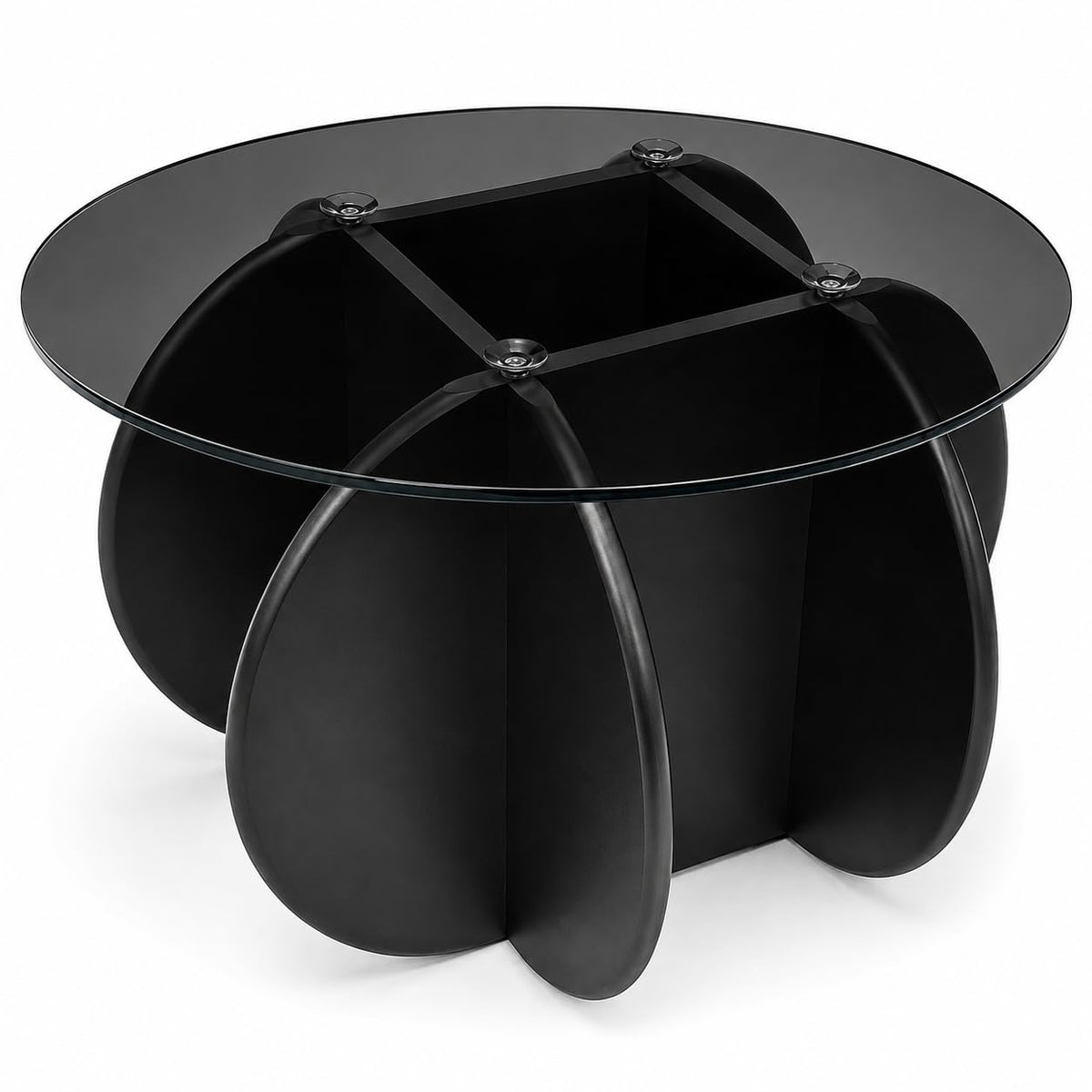 Black Round Glass Top Coffee Table S4473