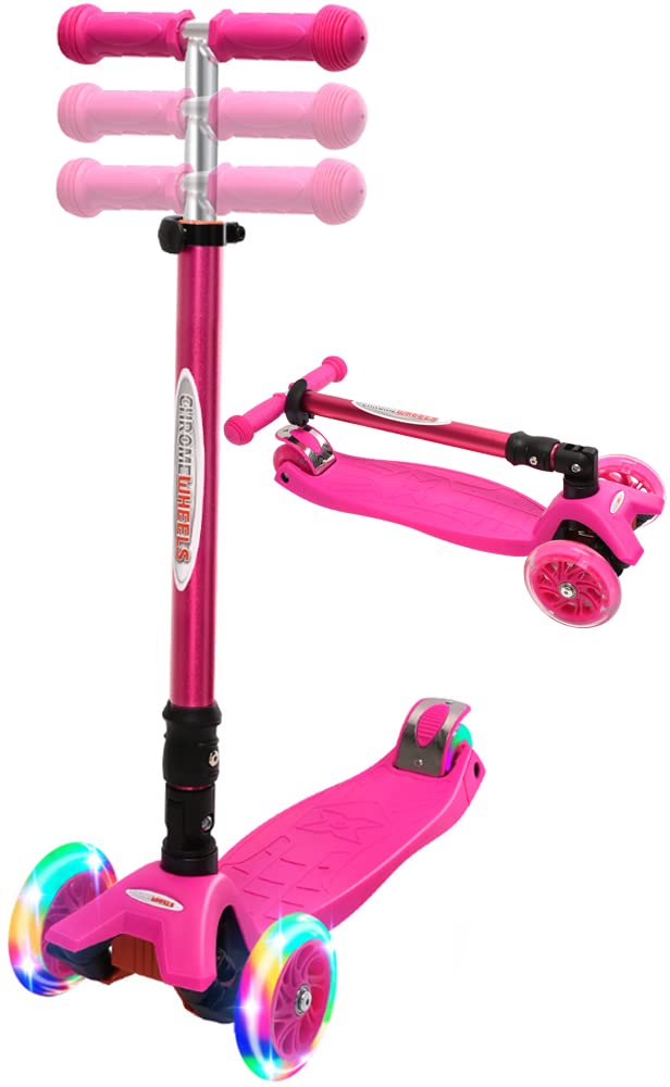 Foldable 3 Wheel Kick Scooter with LED Light Up Wheels G750