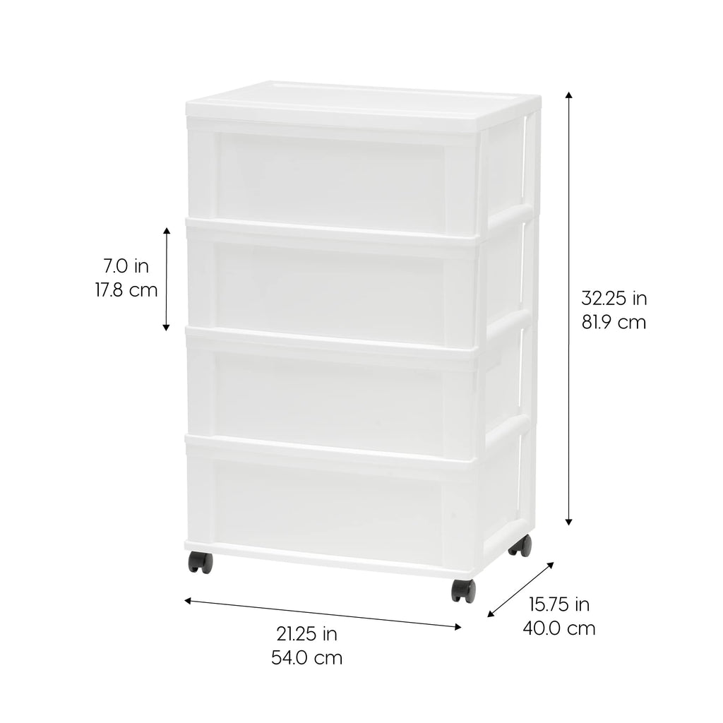 4 Drawer White Storage Cart with Wheels L28616