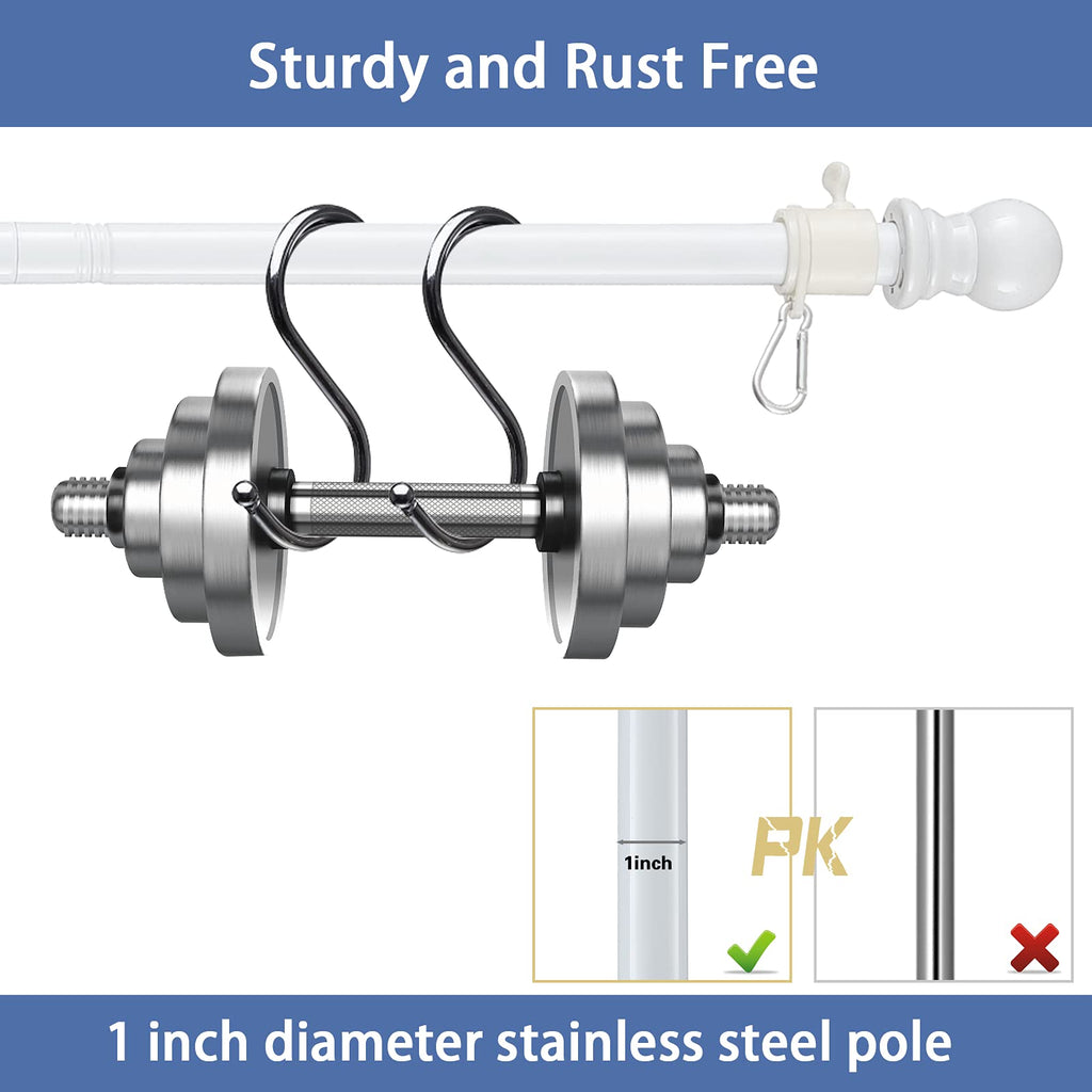 White 5-6ft Tangle Free Metal Flag Pole Kit L544