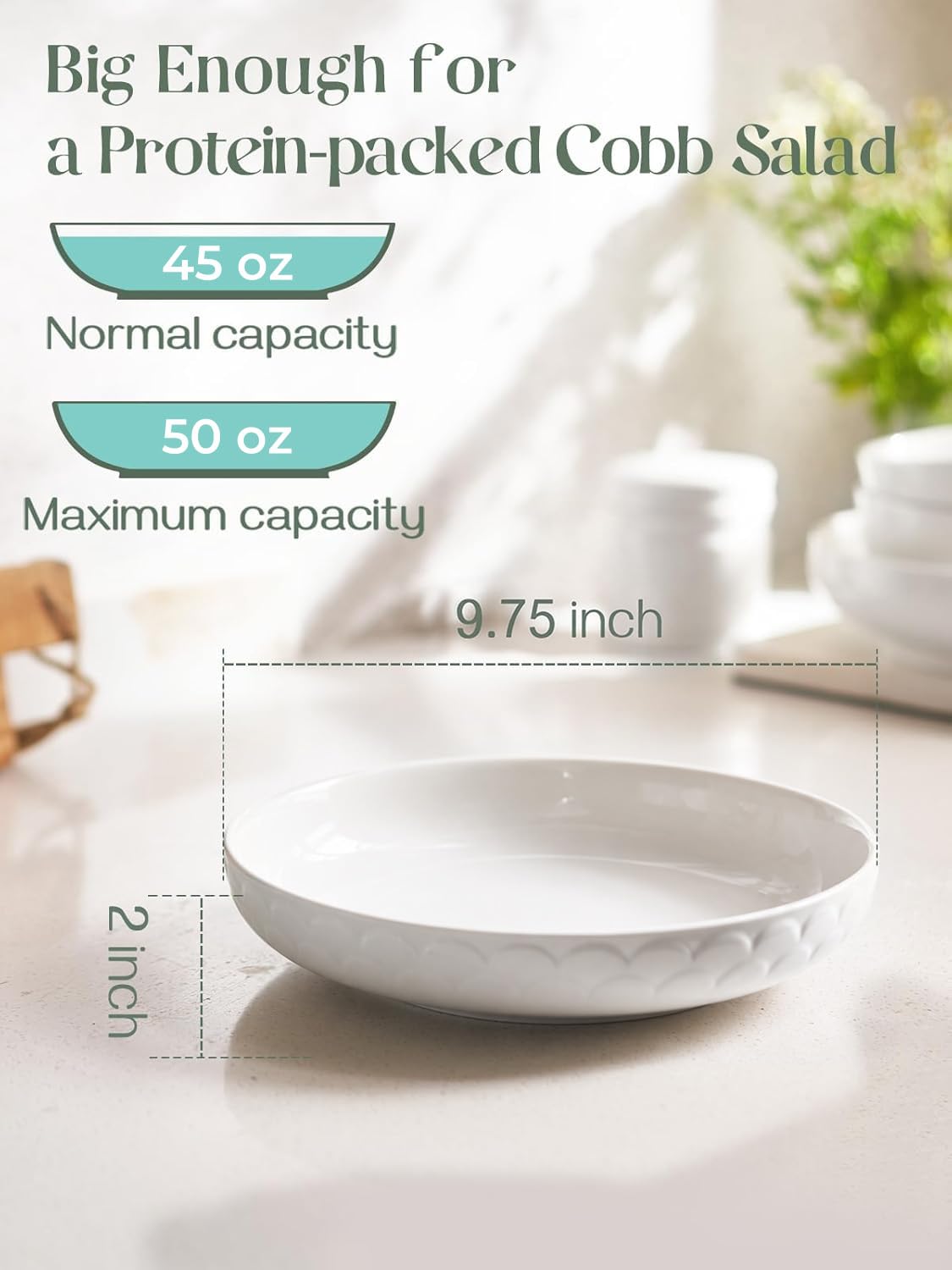 Set of 4 White Ceramic Pasta Bowls F645269