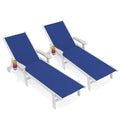 Royal Blue Patio Chaise Lounge Chair Set of 2 with Cup Holder R3382