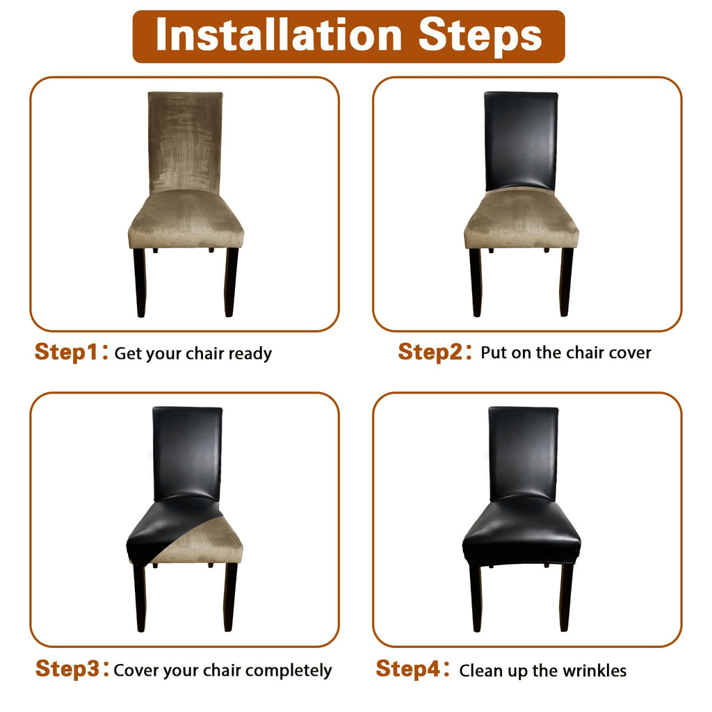 Black Set of 4 Waterproof Stretch Dining Chair Covers H403903