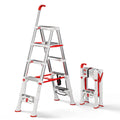 Telescoping Extension Ladder, 4.4FT Folding Step Stool, Aluminum 5 Step Ladder 600lbs Capacity Z51046