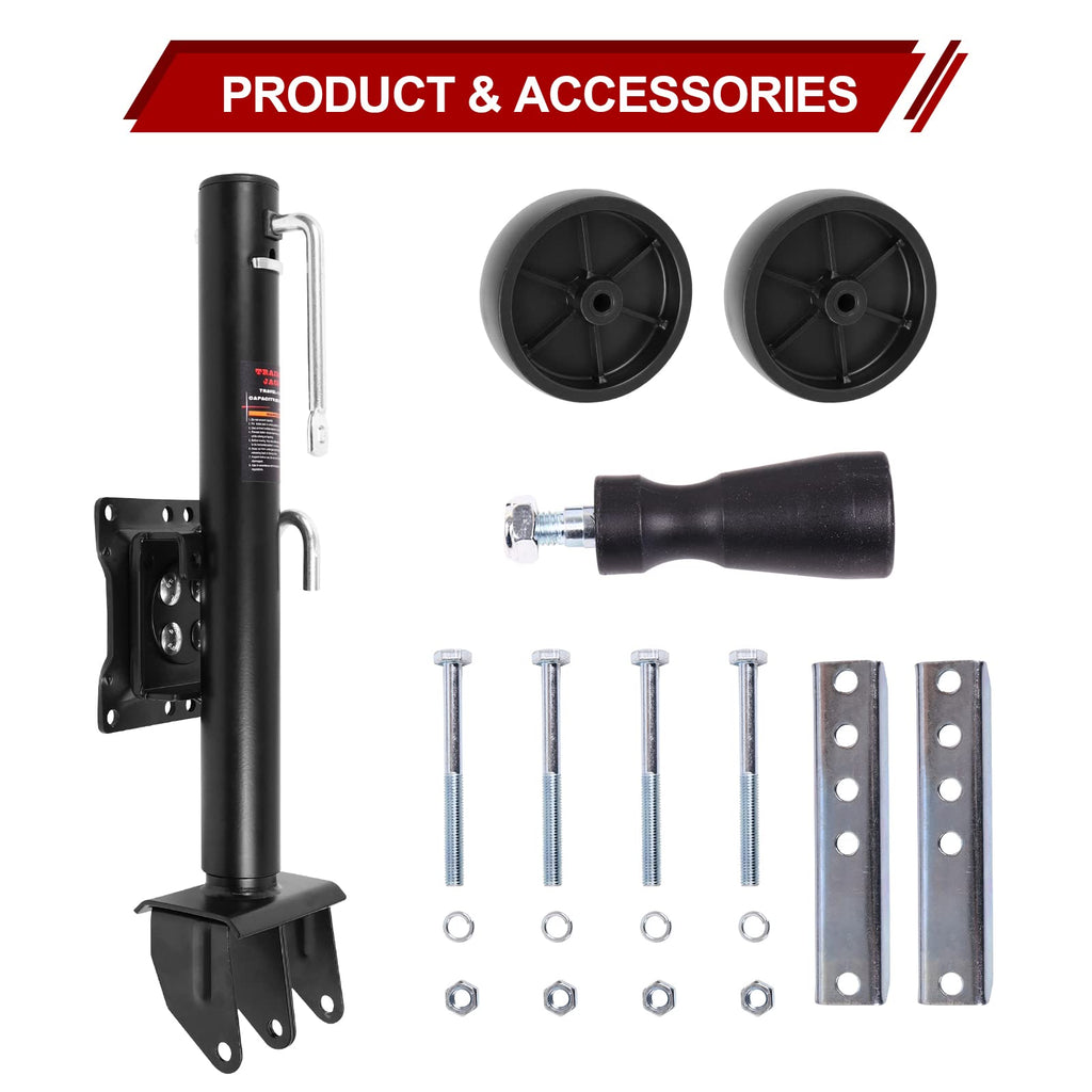 2000 lbs Dual Wheel Trailer Jack with 6" Caster Wheels D361