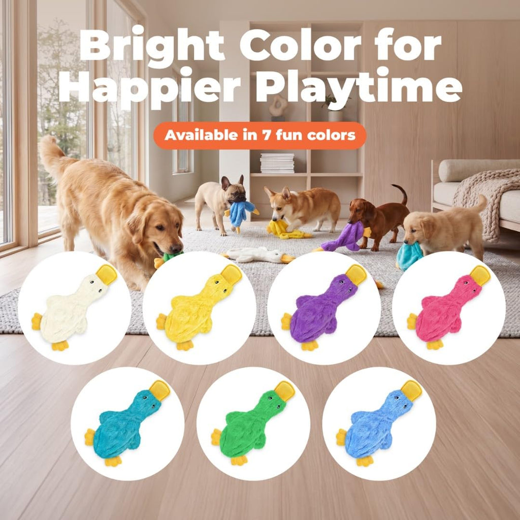 Interactive Squeaky Dog Toy Crinkle Duck Blue V396