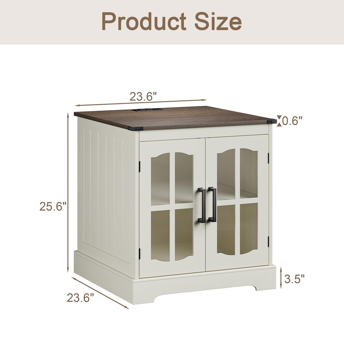 24" Farmhouse End Tables Set of 2 with LED U92797
