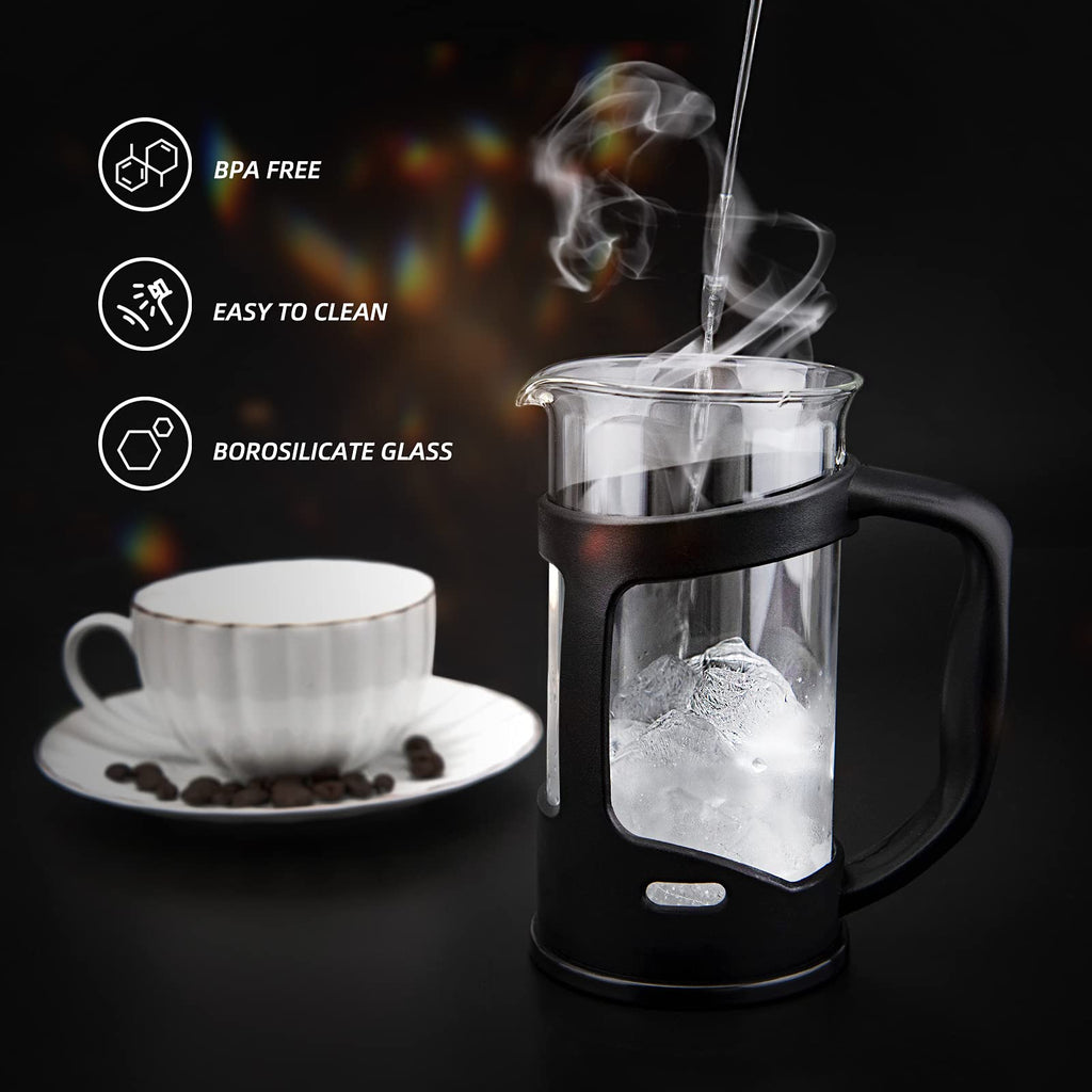 Mini French Press Coffee Maker, 1 Cup, 12oz, Stainless Steel Filter R8303