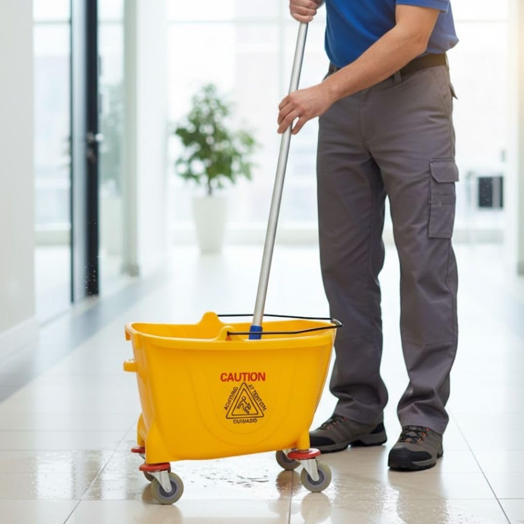 35 qt. Yellow Mop Bucket on Wheels H61708