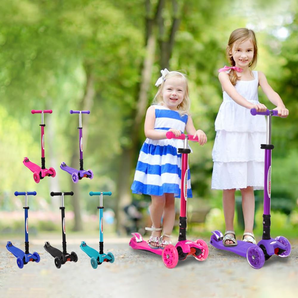 Foldable 3 Wheel Kick Scooter with LED Light Up Wheels G750