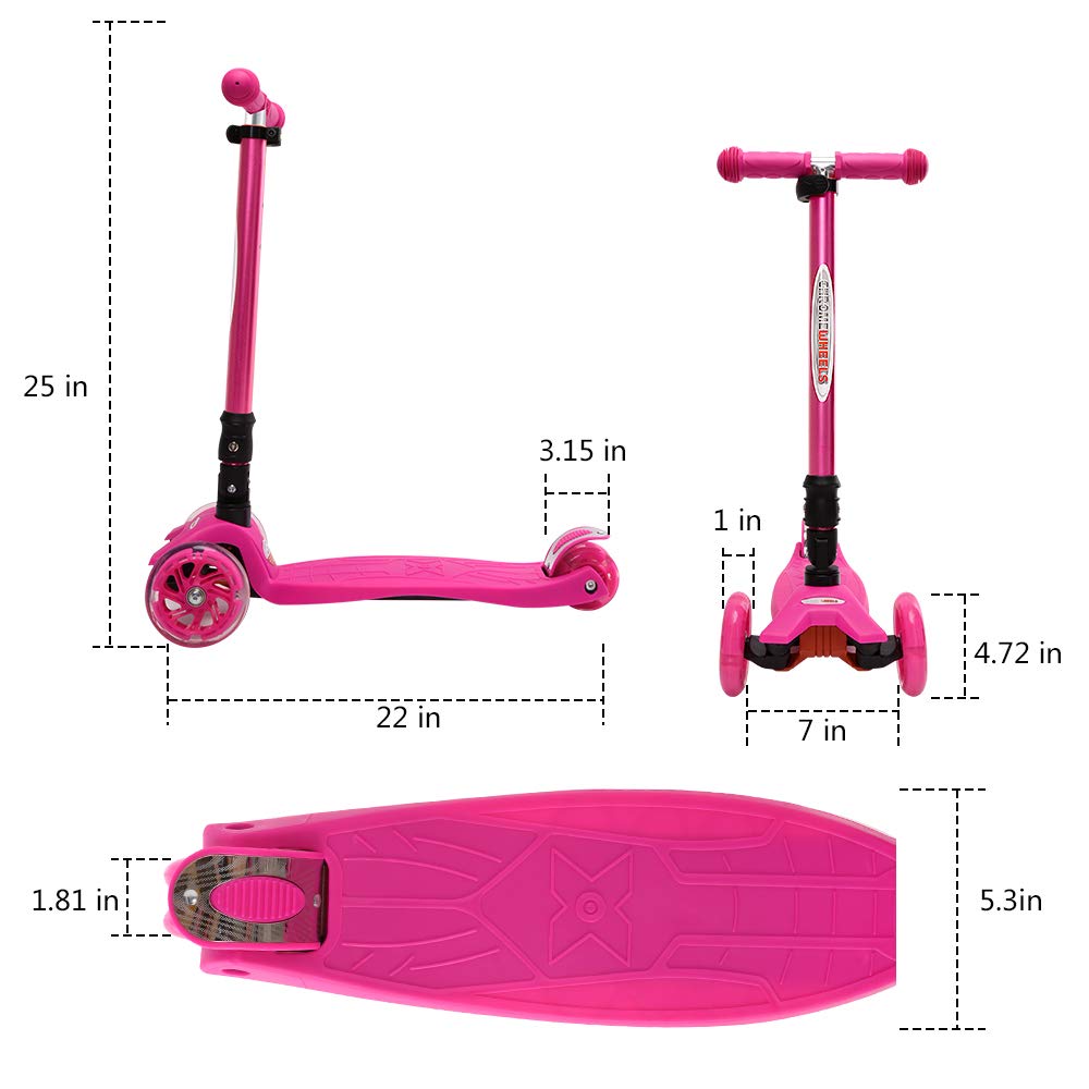 Foldable 3 Wheel Kick Scooter with LED Light Up Wheels G750