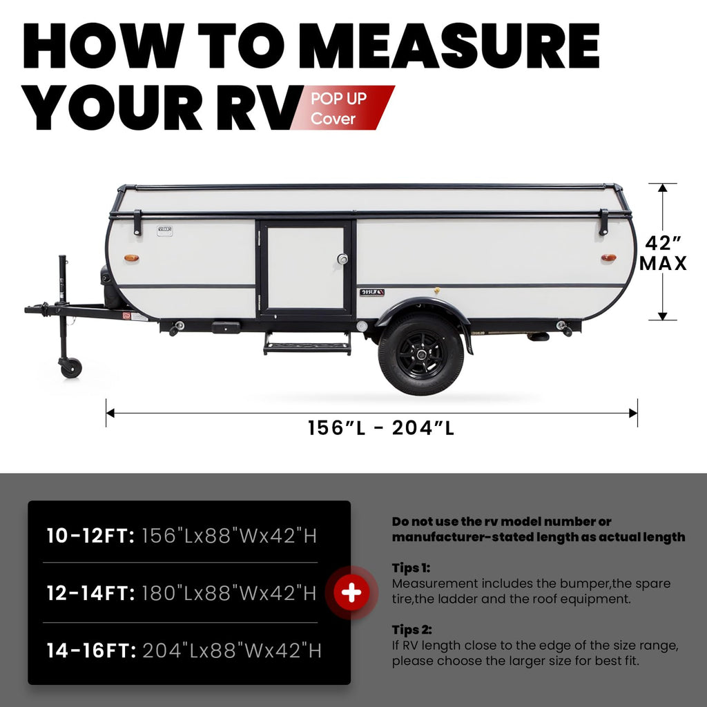 RV Cover Fits 14-16ft Pop Up Folding Campers D284047