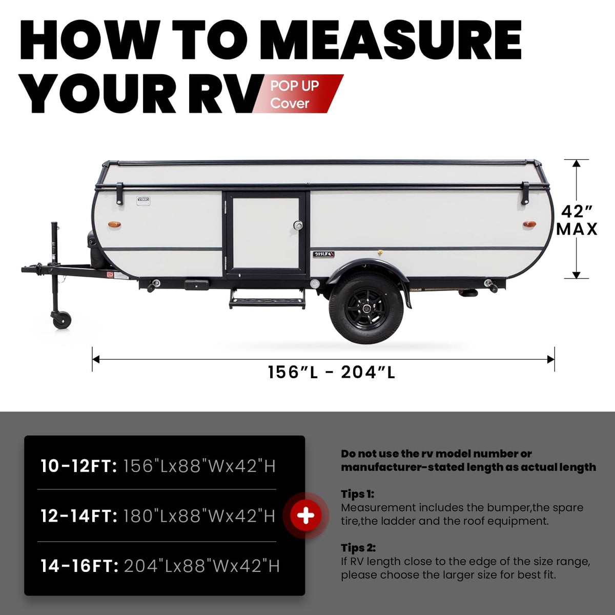 RV Cover Fits 14-16ft Pop Up Folding Campers D284047