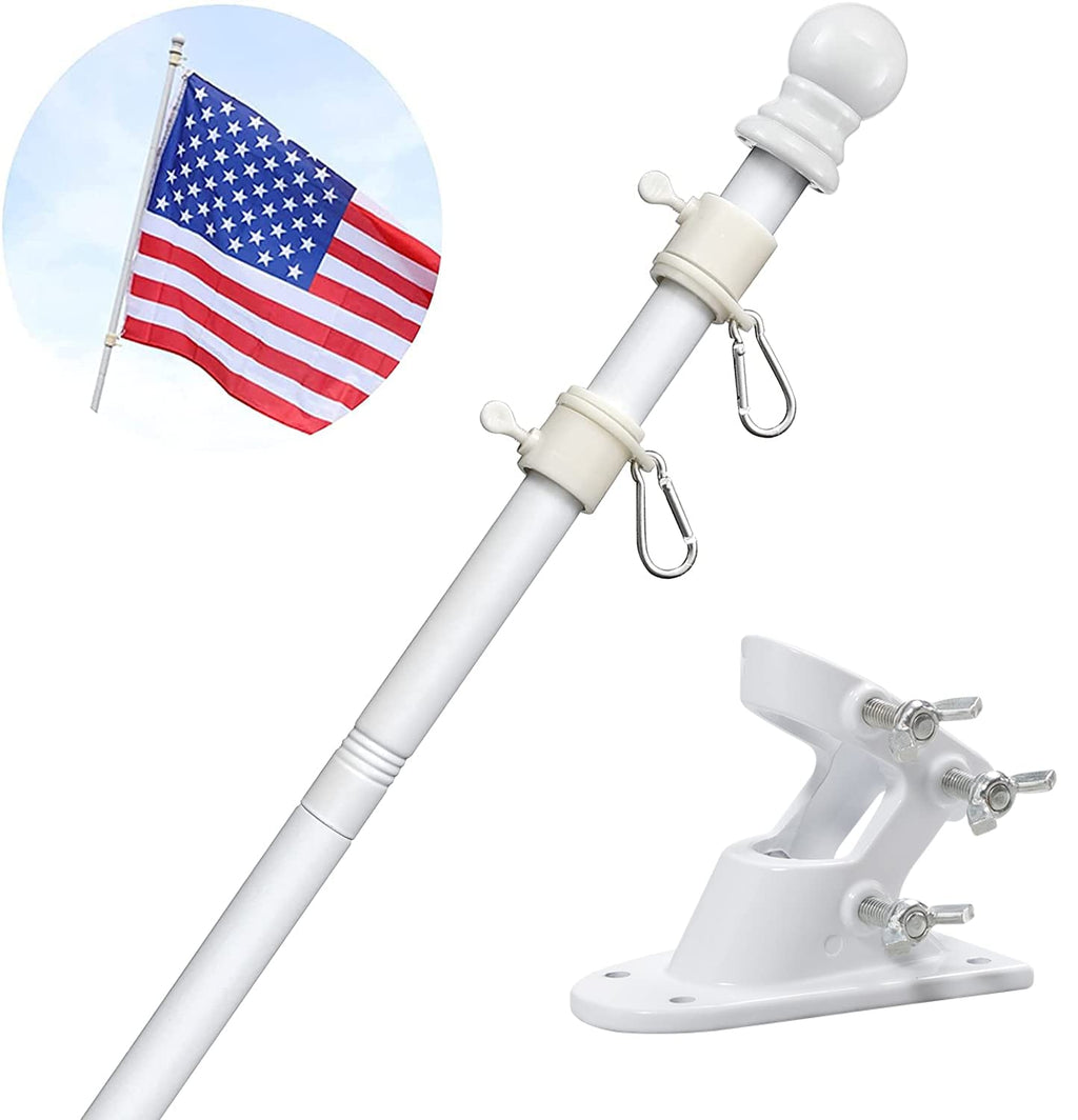 White 5-6ft Tangle Free Metal Flag Pole Kit L544