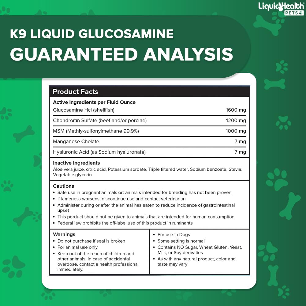 Liquid Glucosamine for Dogs with Chondroitin MSM Hyaluronic Acid 2 Pack Q167