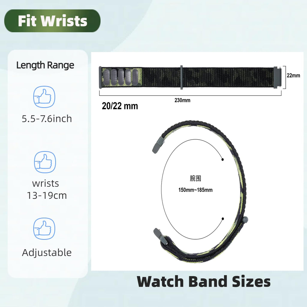 3 Pack 20mm Nylon Sport Loop Band Camouflage P808