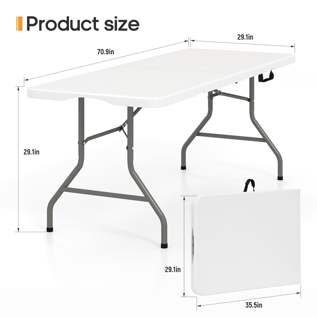 6ft Heavy Duty Folding Table White V894105