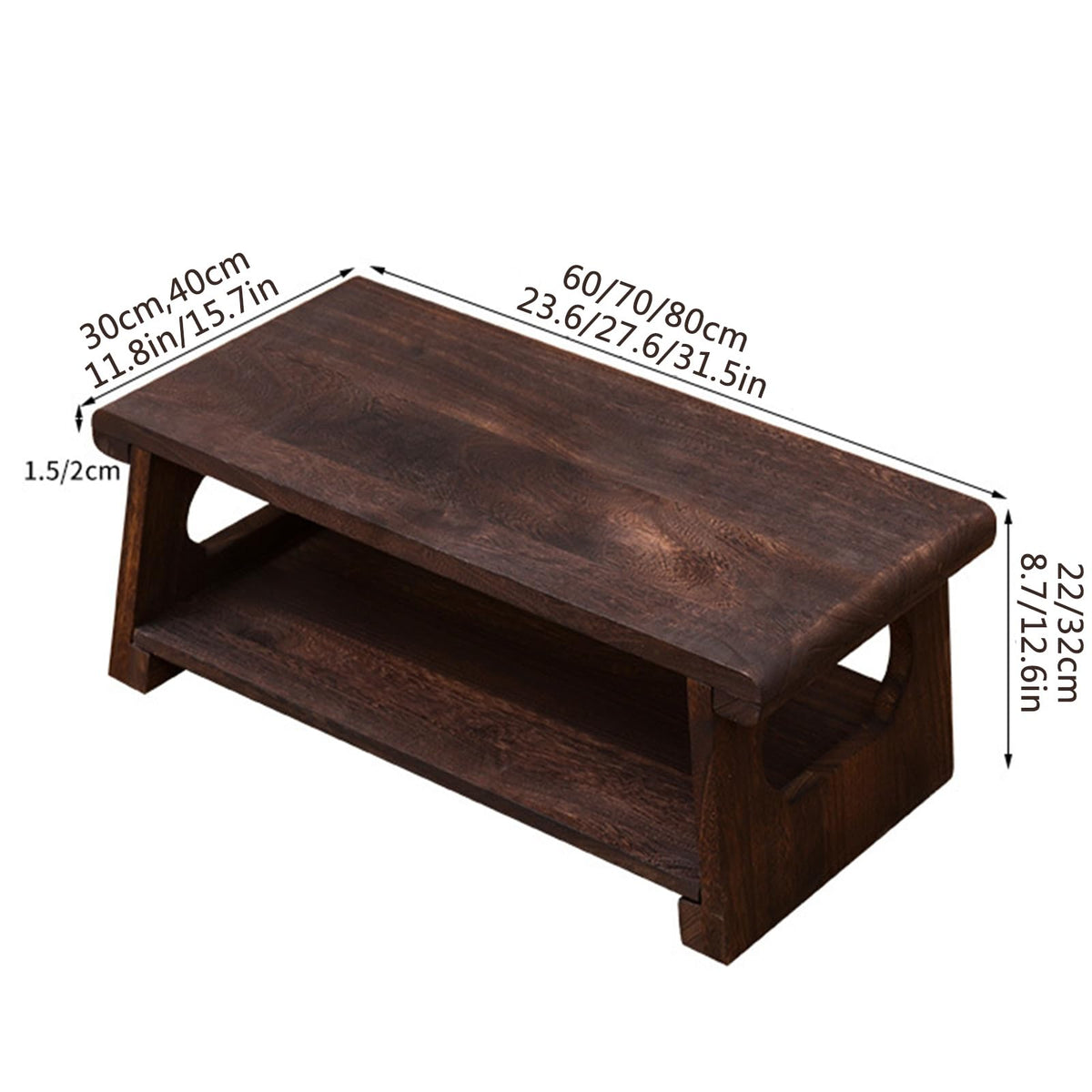 Mid-Century Foldable Coffee Table with Shelf 60x30x22cm M653379