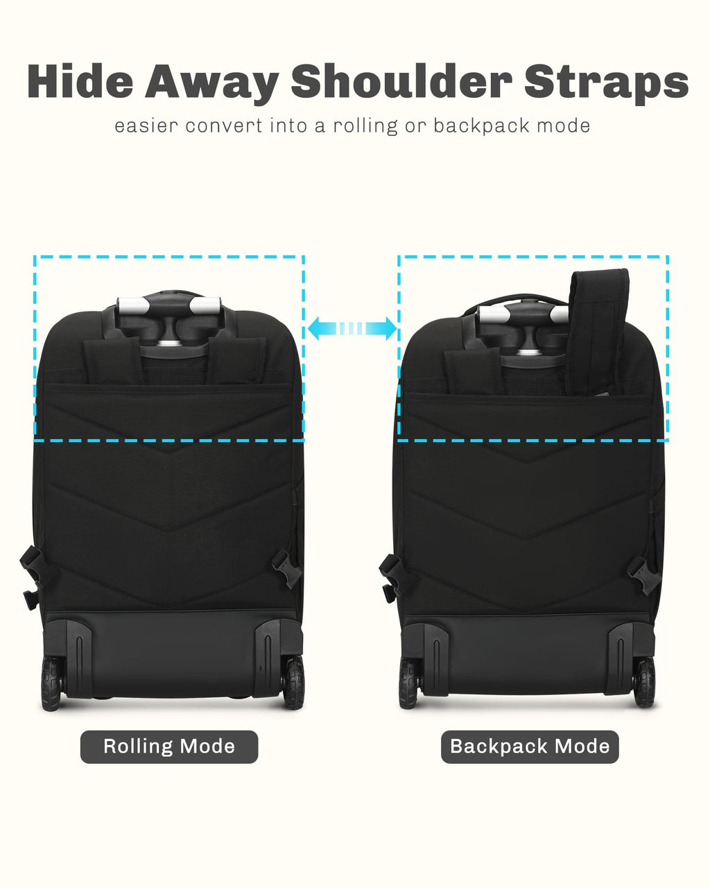 Rolling Backpack with Wheels 43L with Personal Item Bag L7679