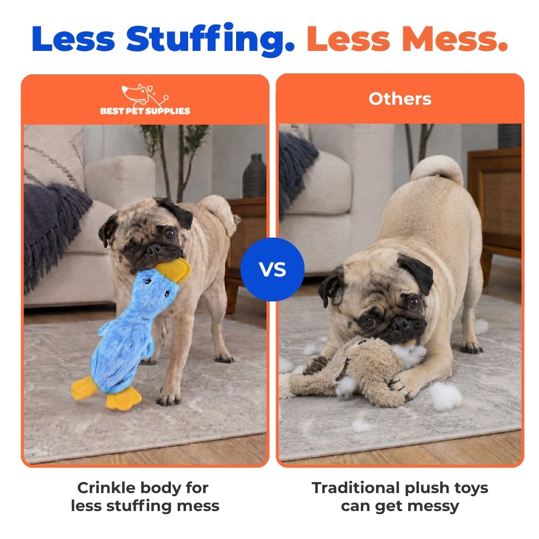 Interactive Squeaky Dog Toy Crinkle Duck Blue V396