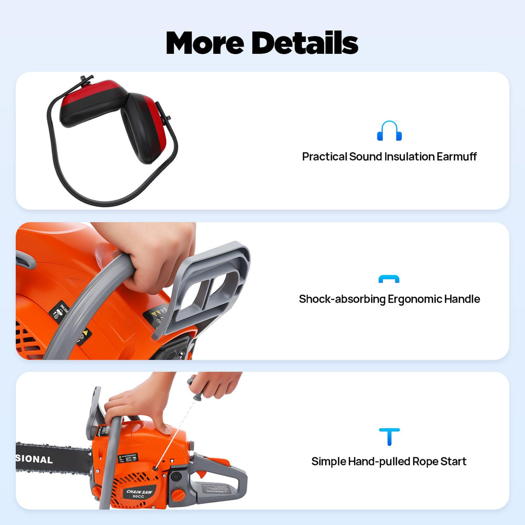 22 Inch 62cc 2-Stroke Gas Chainsaw A41111