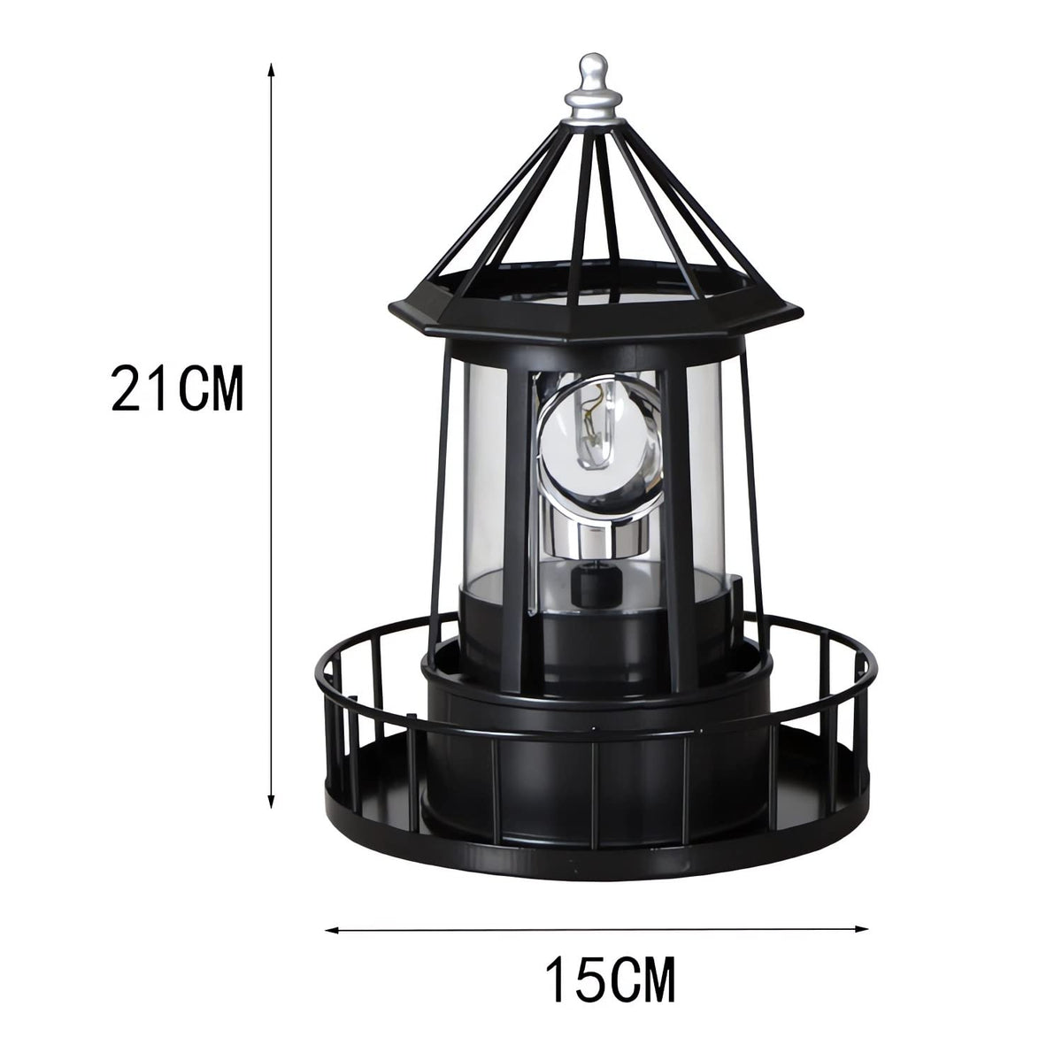 Black Solar Rotating Lighthouse Lamp E5739