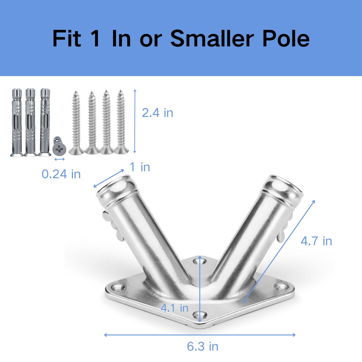Double Flag Pole Holder 316 Stainless Steel Heavy Duty P72031