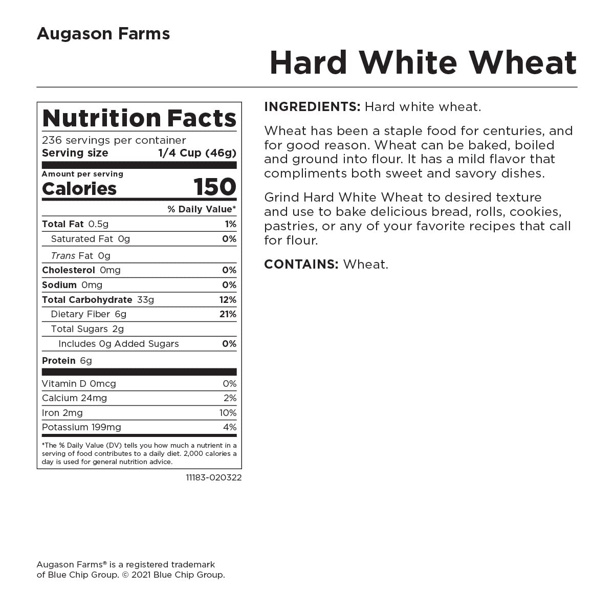 Hard White Wheat Emergency Food Storage 24 Pound Pail G71632