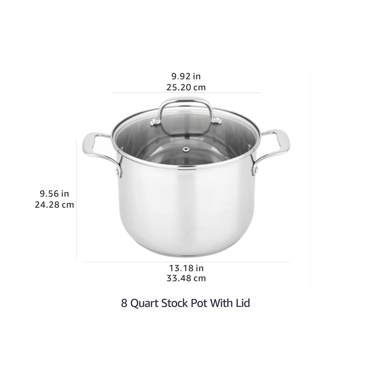 Stainless Steel 8 Quart Stock Pot with Glass Lid V2184