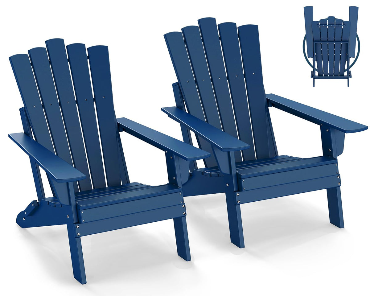 Blue Folding Adirondack Chairs Set of 2 M17831