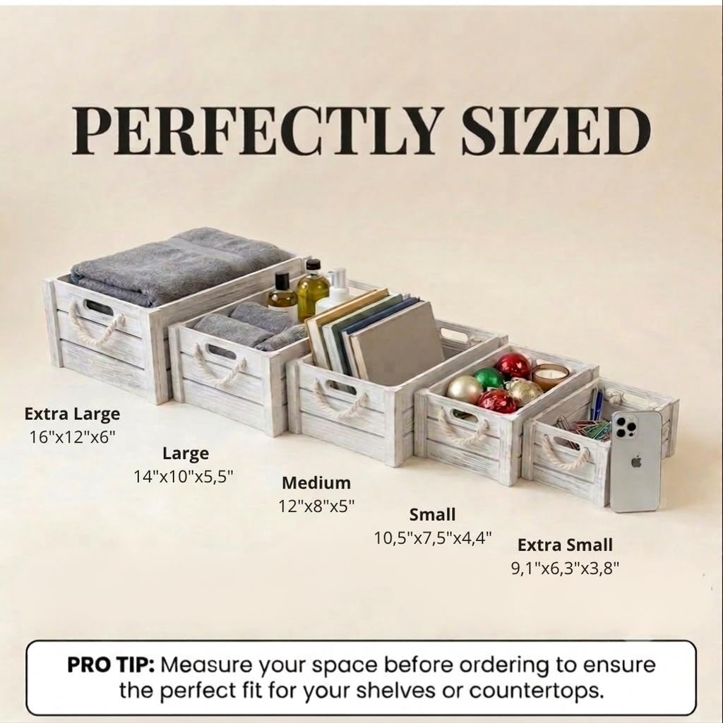 Set of 3 White Wooden Nesting Storage Crates Q148735