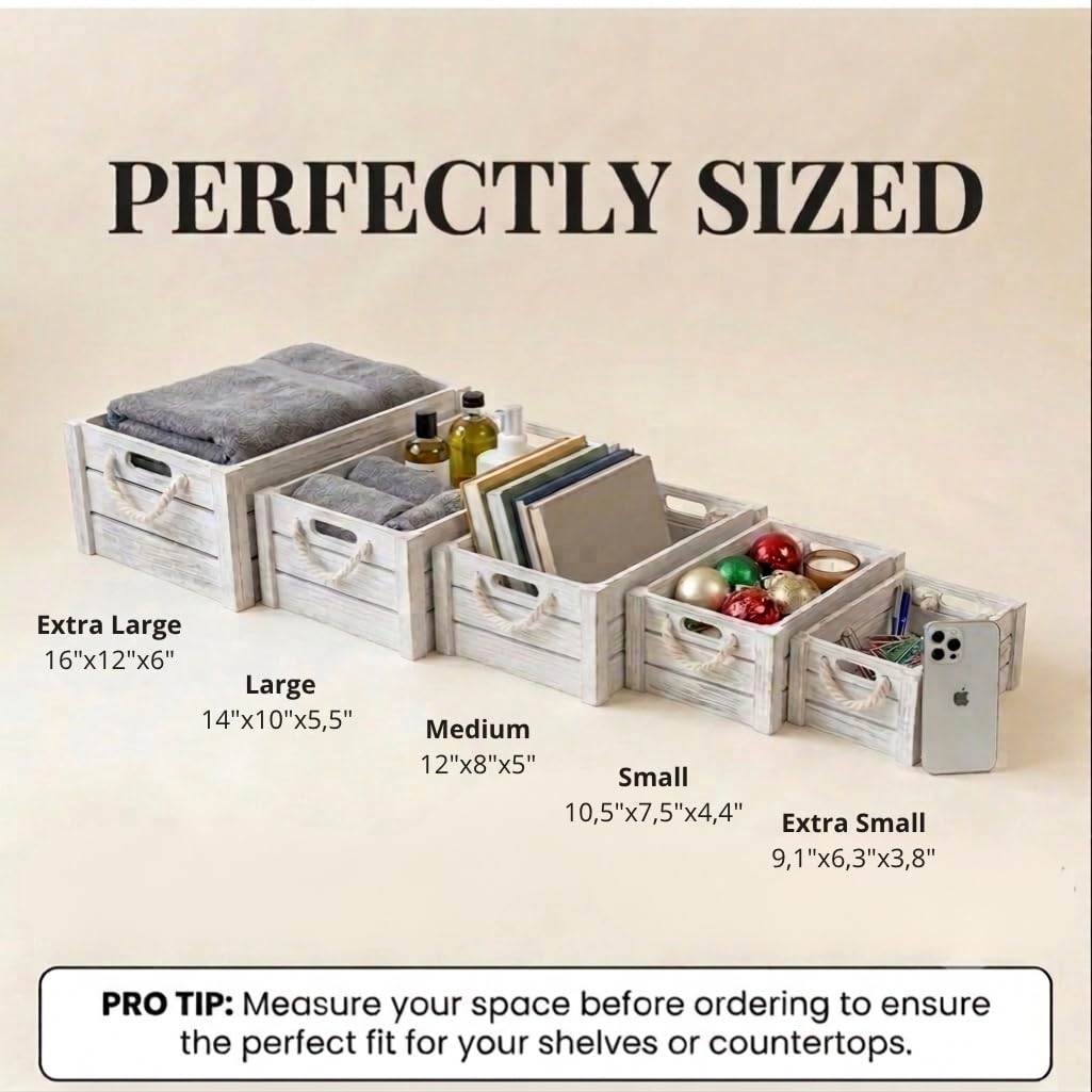 Set of 3 White Wooden Nesting Storage Crates Q148735