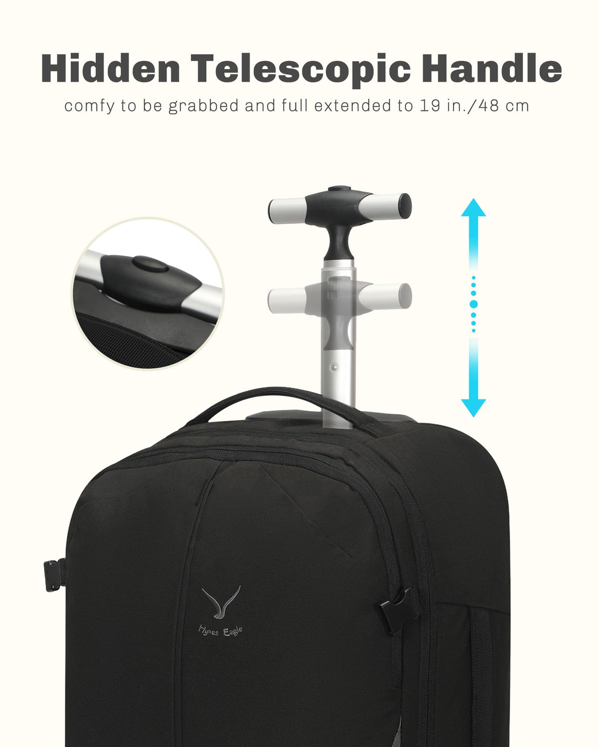Rolling Backpack with Wheels 43L with Personal Item Bag L7679