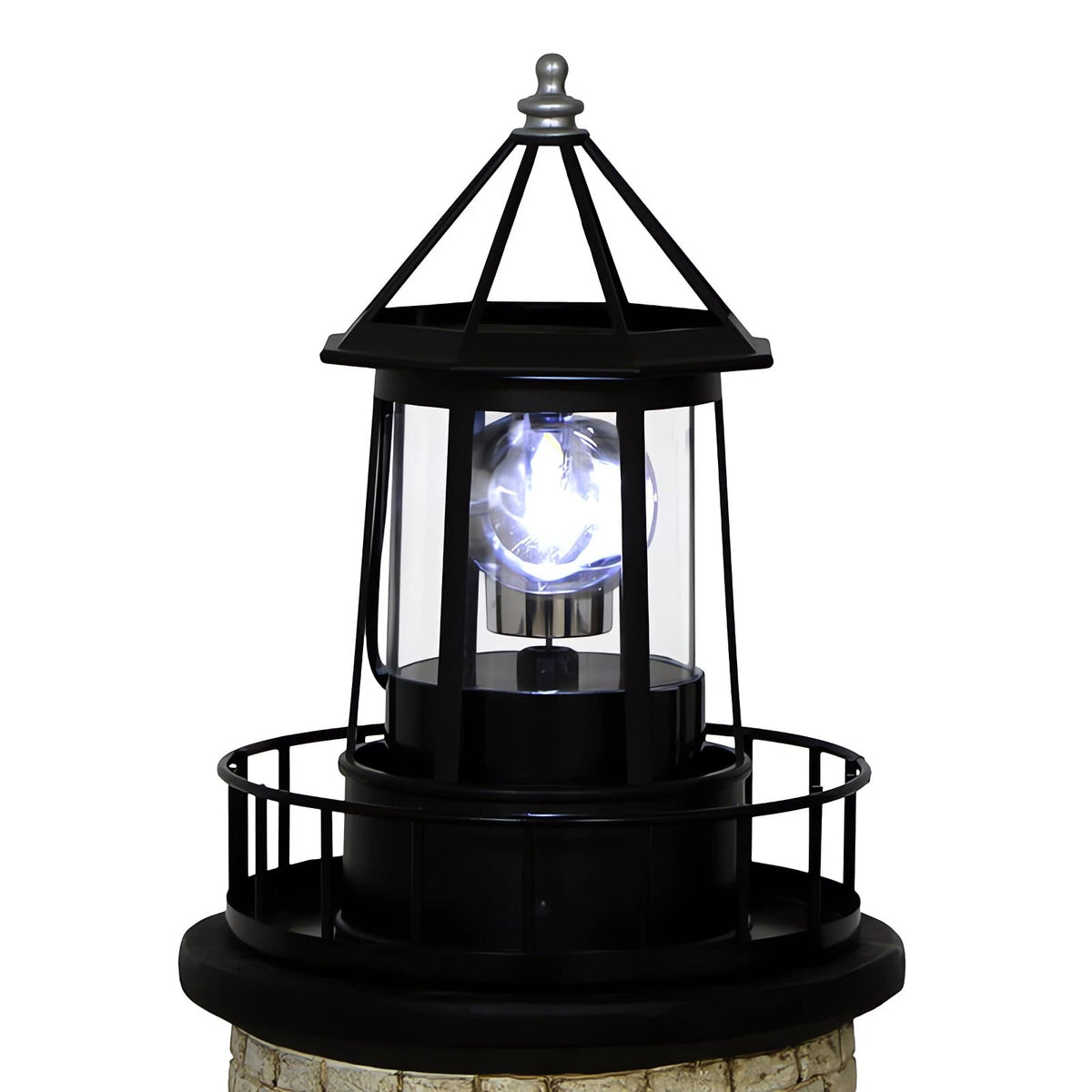 Black Solar Rotating Lighthouse Lamp E5739