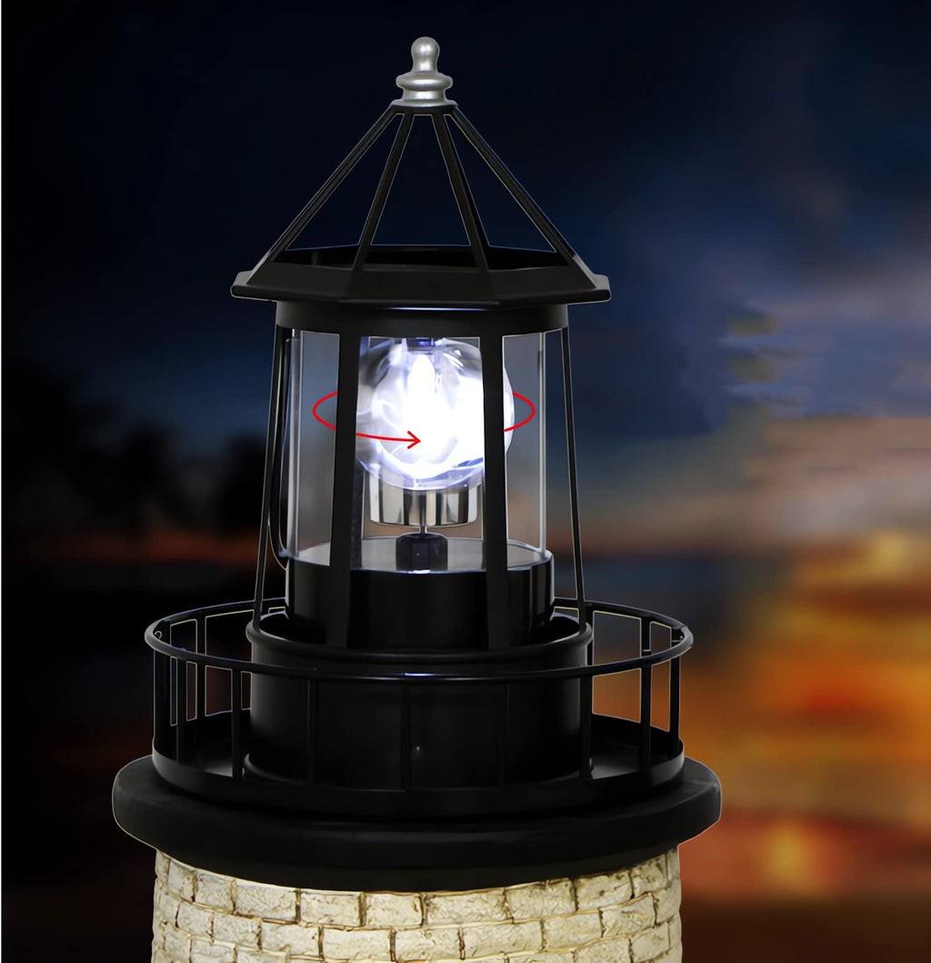 Black Solar Rotating Lighthouse Lamp E5739