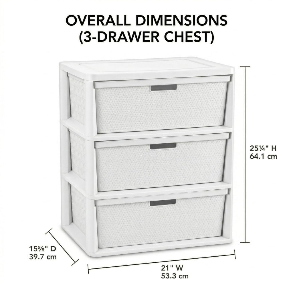Opaque White 3-Drawer Plastic Storage Tower V2595