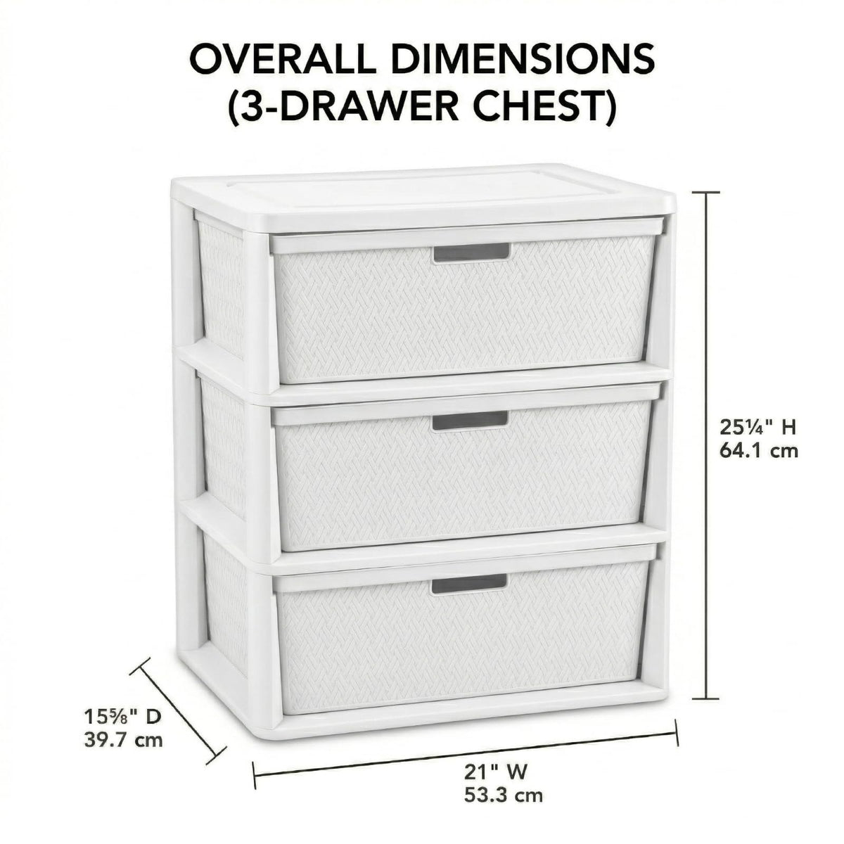 Opaque White 3-Drawer Plastic Storage Tower V2595