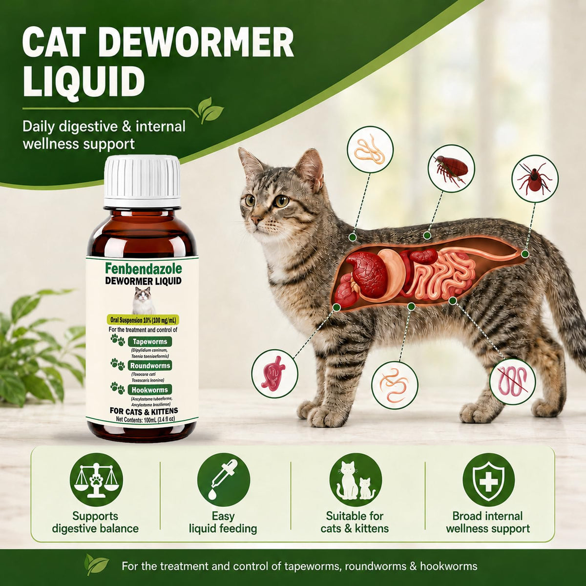 Liquid Dewormer Oral Suspension for Cats M652338