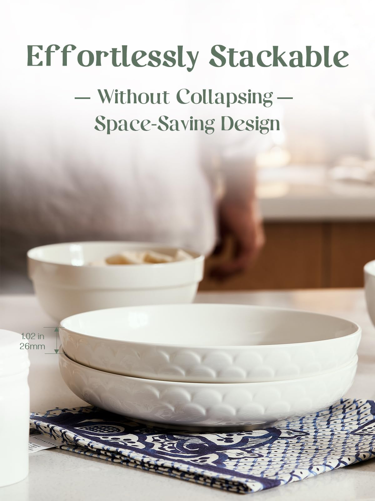 Set of 4 White Ceramic Pasta Bowls F645269