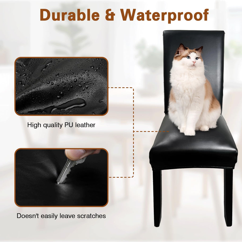Black Set of 4 Waterproof Stretch Dining Chair Covers H403903