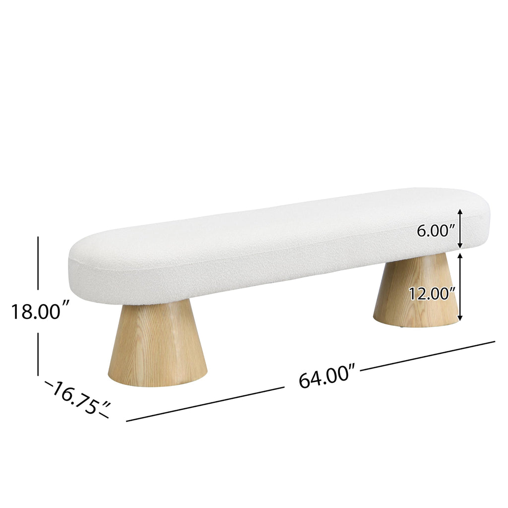 Beige Boucle Oval Dining Bench I111439