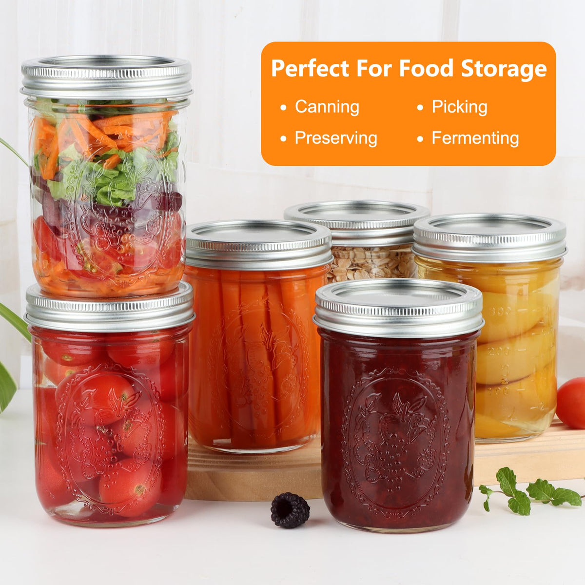 16 oz Wide Mouth Mason Jars 6 Pack Y29821