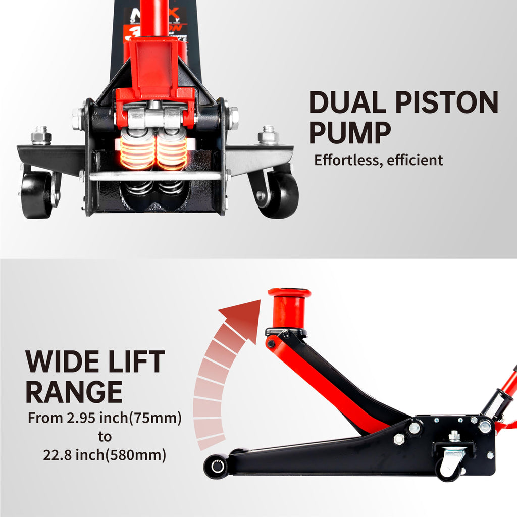 3-Ton Low-Profile Dual Pistons Steel Floor Jack Q4741