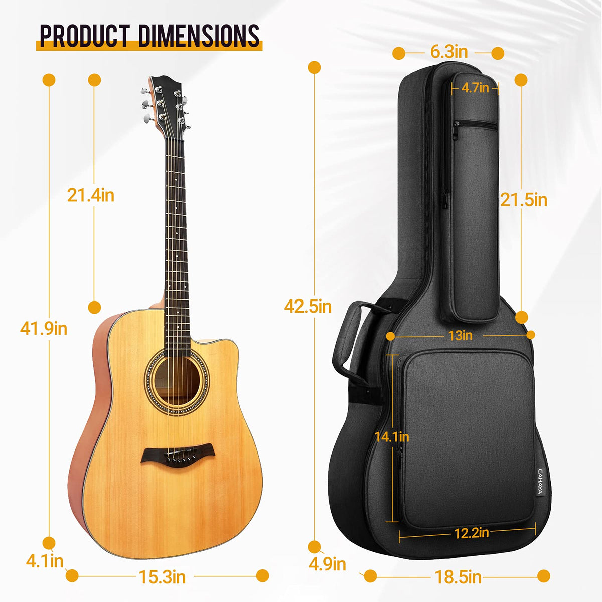 Soft Padded Acoustic Guitar Case with 5 Pockets S3547
